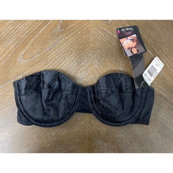 VTG Vanity Fair My Satin Fantasy Second Skin Strapless Bra 34 B Black Underwire‎ - Picture 4 of 11